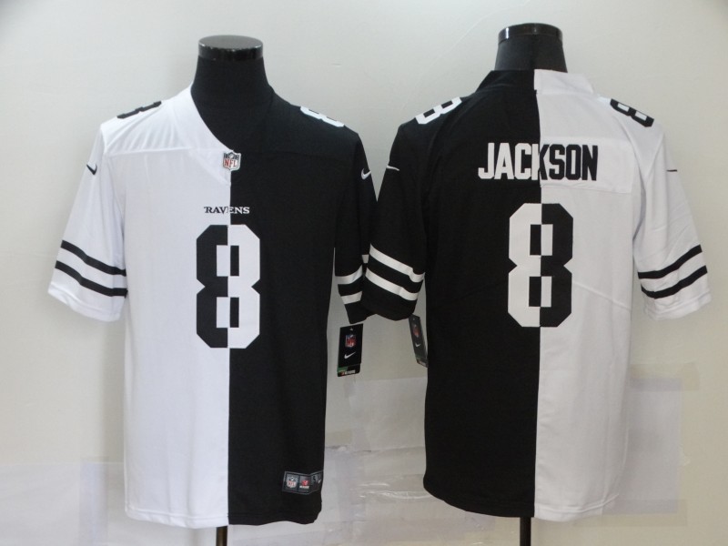 Men's Baltimore Ravens Lamar Jackson #8 Black/White Jersey